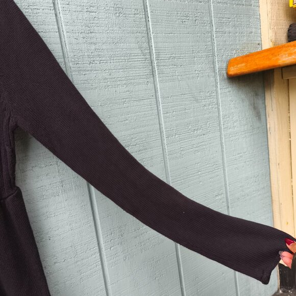 y2k Roxy Cable Knit Babydoll Hooded Sweater sz M Black Coquette Whimsygoth - Picture 3 of 10